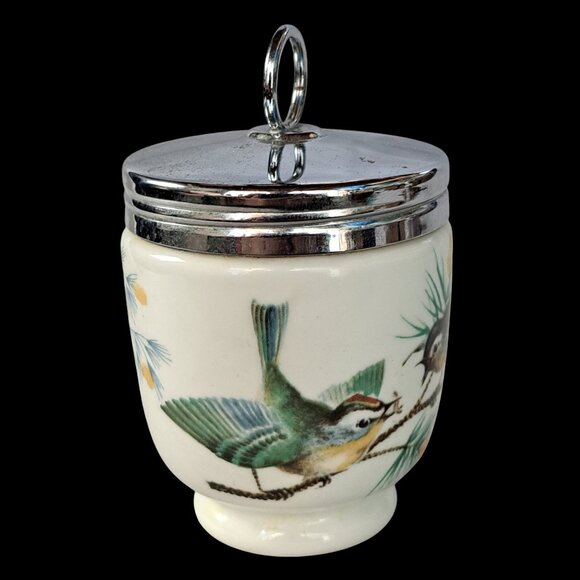 Vtg Royal Worcester England Wren & Finch Birds Large Double Egg Coddler - Picture 2 of 13